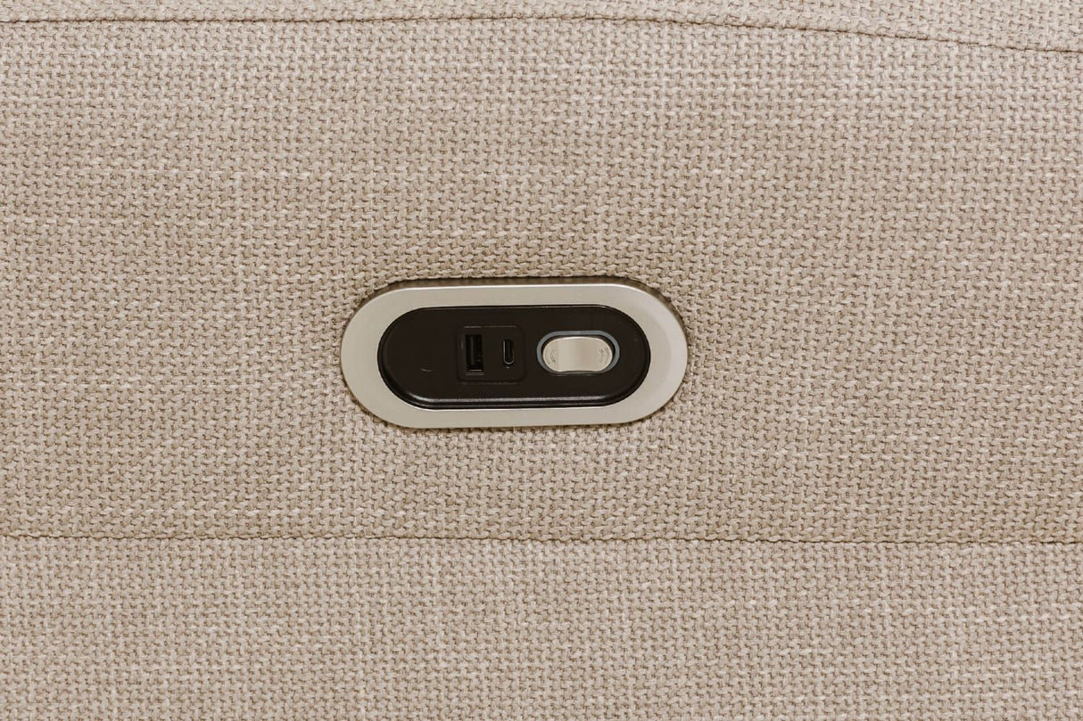 Mushroom Fabric Large Electric Corner Recliner Sofa