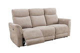 Mocha Woven Fabric Electric Power Recliner 3 Seater Sofa