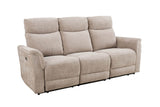 Mocha Woven Fabric Electric Power Recliner 3 Seater Sofa