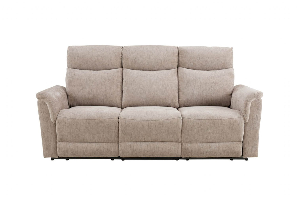 Mocha Woven Fabric Electric Power Recliner 3 Seater Sofa