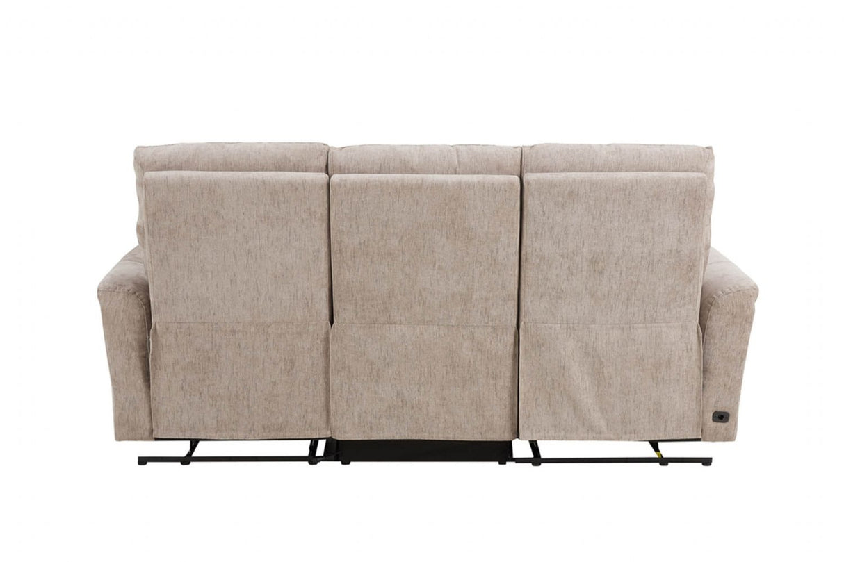 Mocha Woven Fabric Electric Power Recliner 3 Seater Sofa