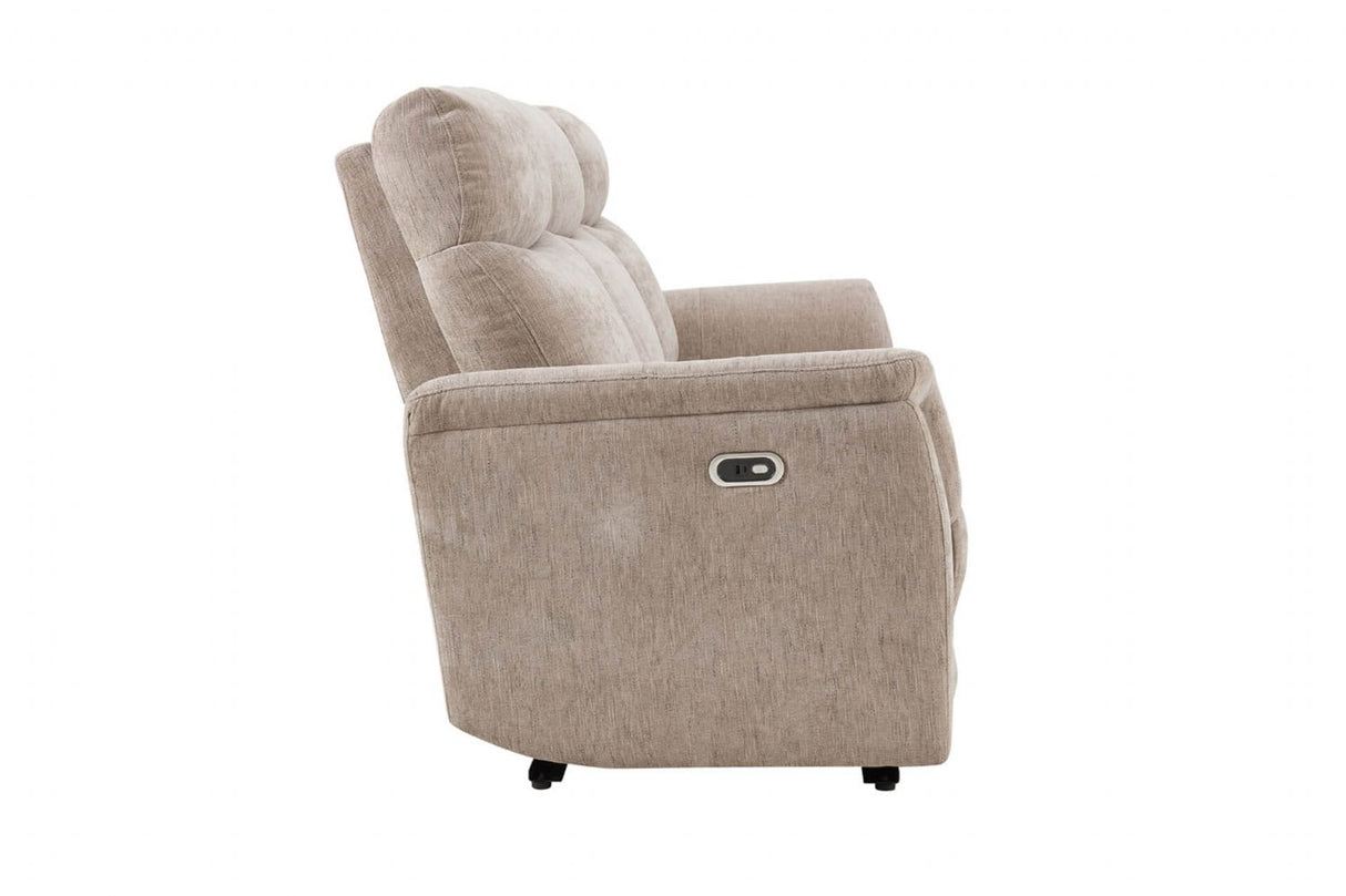 Mocha Woven Fabric Electric Power Recliner 3 Seater Sofa