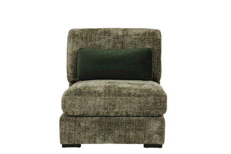 Green Chenille Fabric Armless Sectional Unit