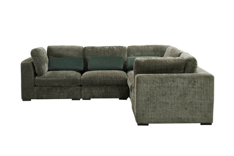 Green Chenille Fabric Armless Sectional Unit