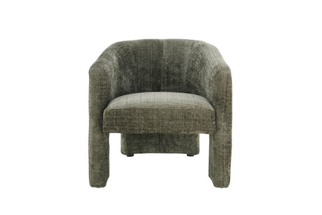 Green Chenille Fabric Upholstered Curved Accent Chair