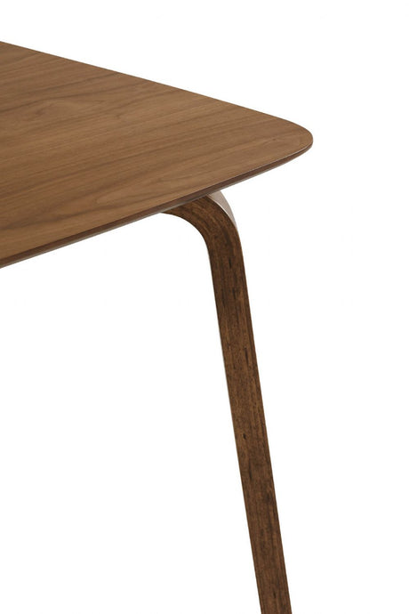 Brown Walnut 150cm Rectangular Dining Table with Curved Legs