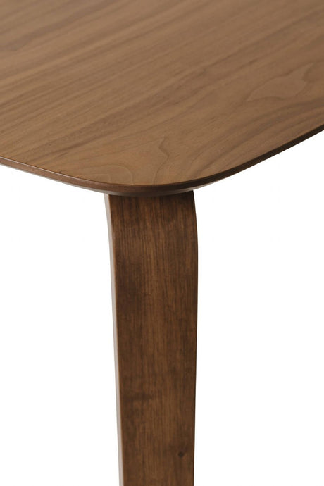 Brown Walnut 150cm Rectangular Dining Table with Curved Legs