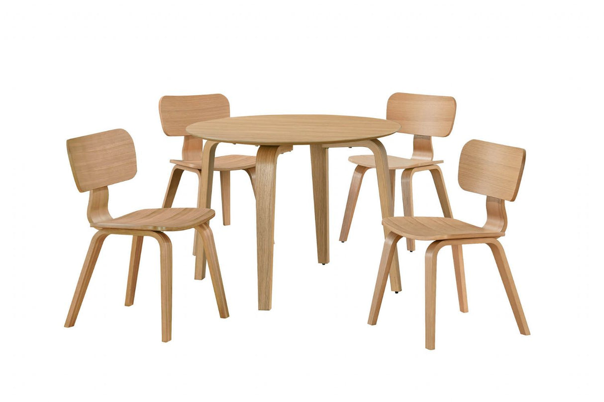 Natural Oak Retro Dining Chair with Solid Seat