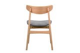 Natural Oak Dining Chair Grey Padded Fabric Seat