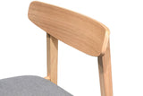 Natural Oak Dining Chair Grey Padded Fabric Seat