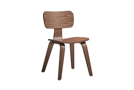 Brown Walnut Retro Dining Chair with Solid Seat
