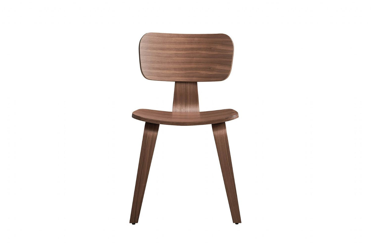 Brown Walnut Retro Dining Chair with Solid Seat