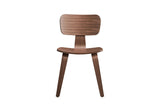 Brown Walnut Retro Dining Chair with Solid Seat