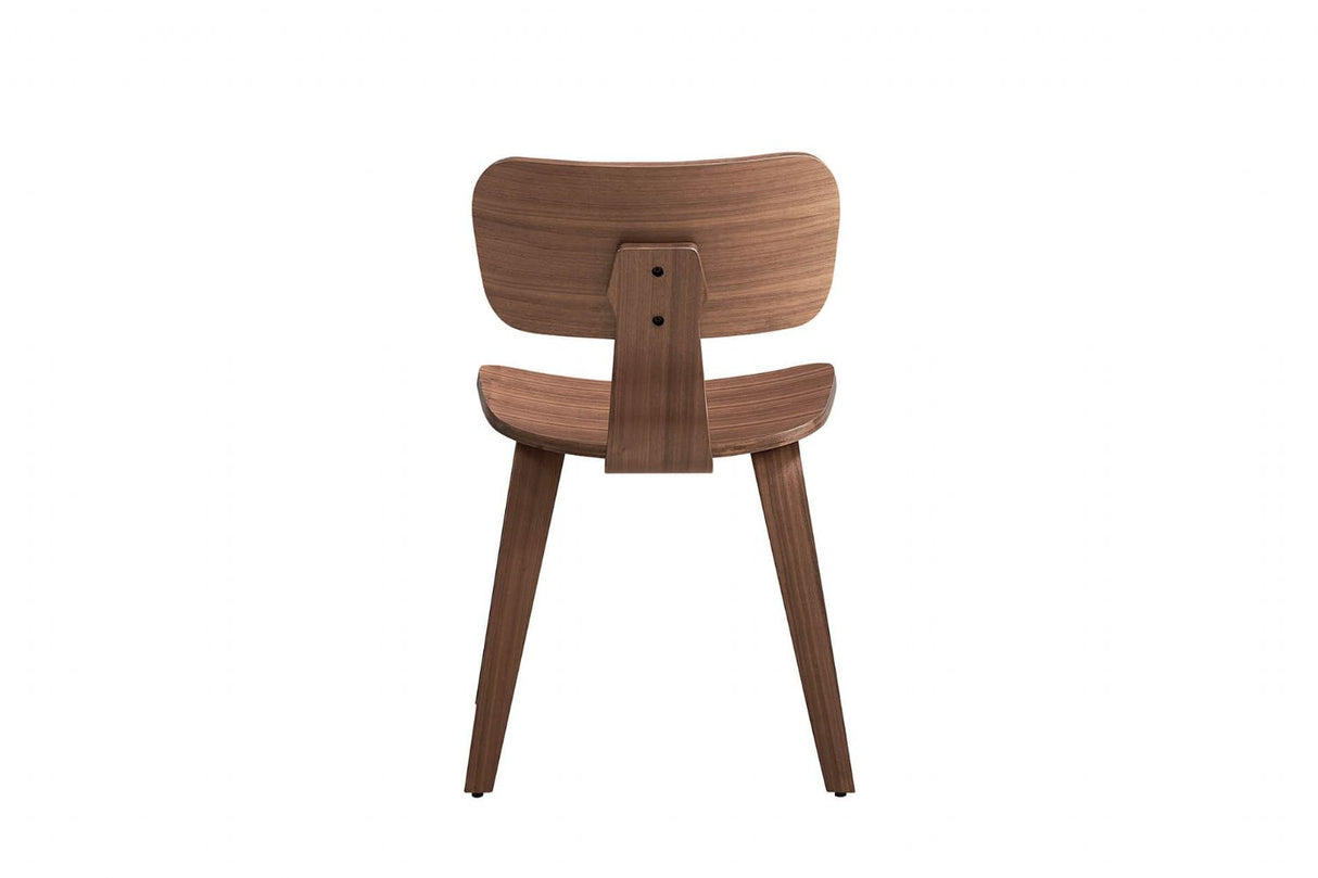 Brown Walnut Retro Dining Chair with Solid Seat