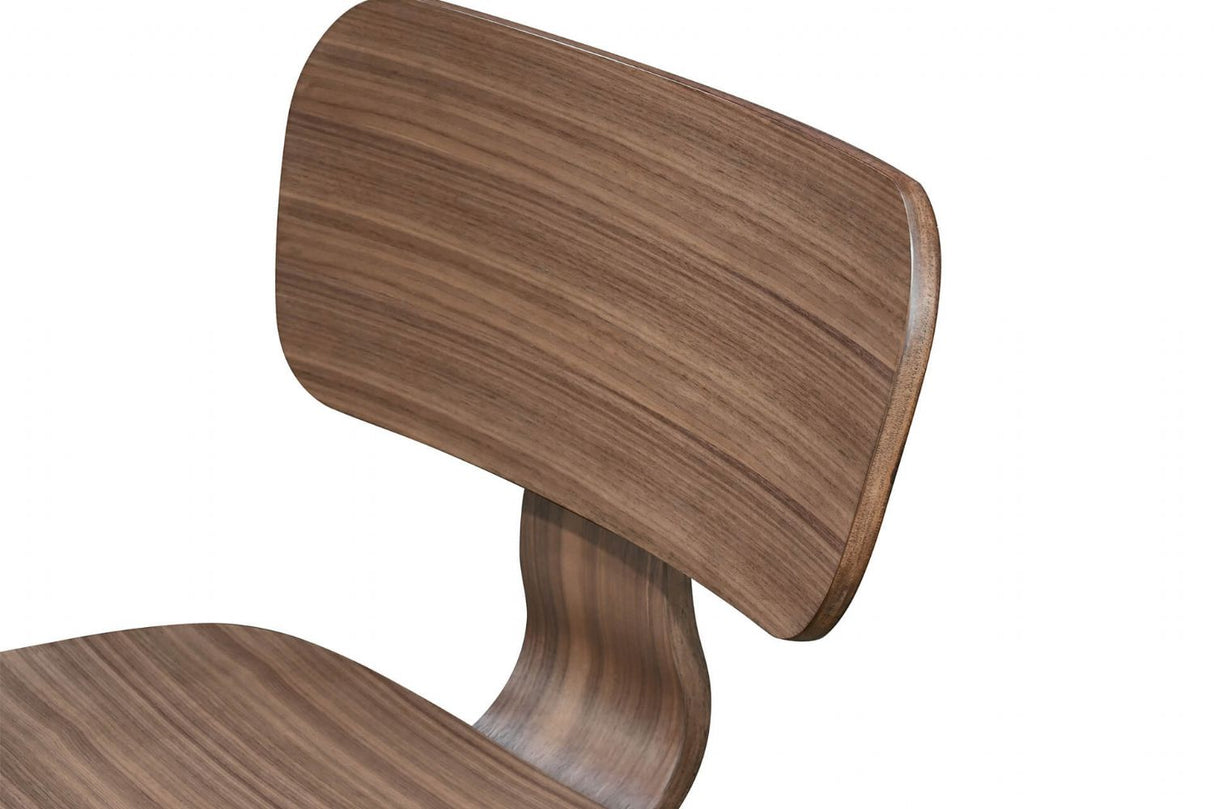 Brown Walnut Retro Dining Chair with Solid Seat