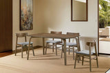 Brown Walnut Dining Chair with Padded Fabric Seat