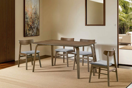 Brown Walnut Dining Chair with Padded Fabric Seat