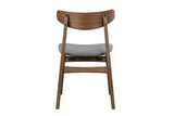Brown Walnut Dining Chair with Padded Fabric Seat