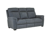 Blue Fabric 3 Seater Standard Back Sofa Cushioned Headrest