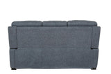 Blue Fabric 3 Seater Standard Back Sofa Cushioned Headrest