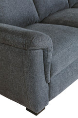 Blue Fabric 3 Seater Standard Back Sofa Cushioned Headrest