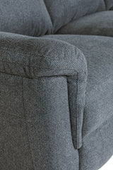 Blue Fabric 3 Seater Standard Back Sofa Cushioned Headrest