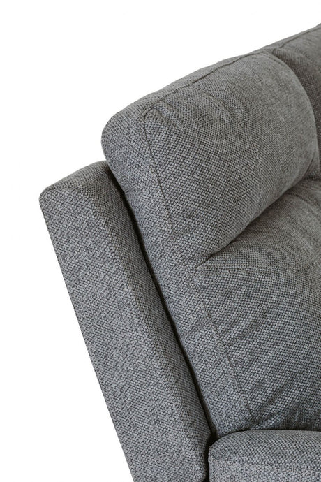 Blue Fabric 3 Seater Standard Back Sofa Cushioned Headrest