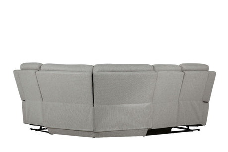 Grey Fabric Large 4 Seater Manual Corner Recliner Sofa