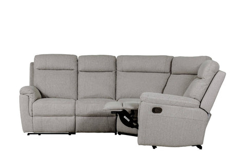 Grey Fabric Large 4 Seater Manual Corner Recliner Sofa
