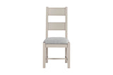 Tall Ladder Back Dining Chair Grey Fabric Padded Seat