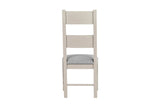 Tall Ladder Back Dining Chair Grey Fabric Padded Seat