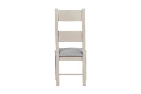 Tall Ladder Back Dining Chair Grey Fabric Padded Seat