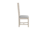 Tall Ladder Back Dining Chair Grey Fabric Padded Seat