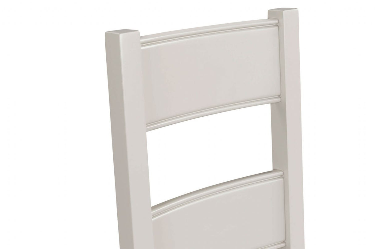 Tall Ladder Back Dining Chair Grey Fabric Padded Seat