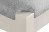 Tall Ladder Back Dining Chair Grey Fabric Padded Seat