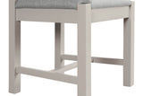 Tall Ladder Back Dining Chair Grey Fabric Padded Seat