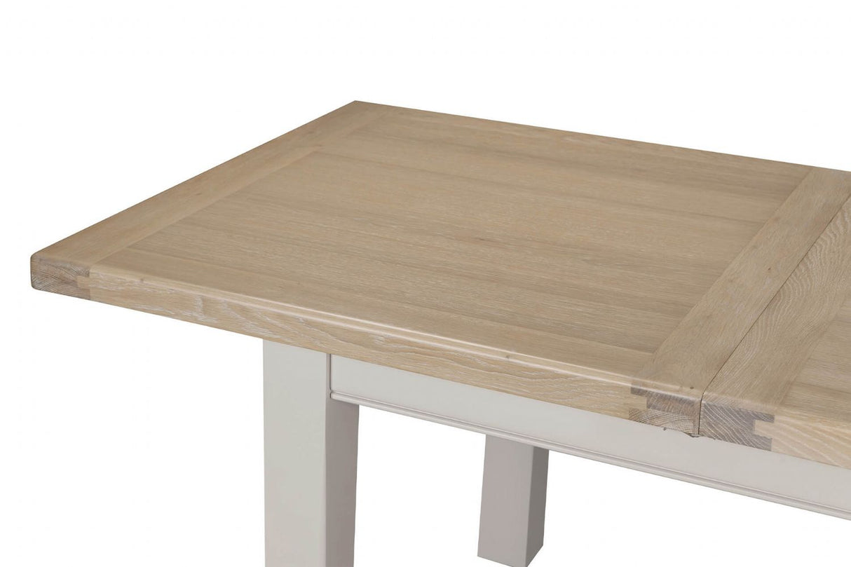 Taupe Pine Wood Extending Dining Table Oak Top 140 to 180cm
