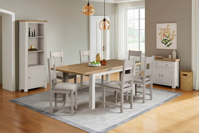 Taupe Wooden Extending Dining Table Oak Top 120 to 165cm