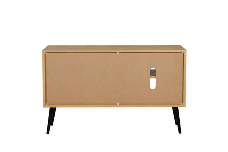 Natural Oak TV Media Entertainment Unit Metal Legs