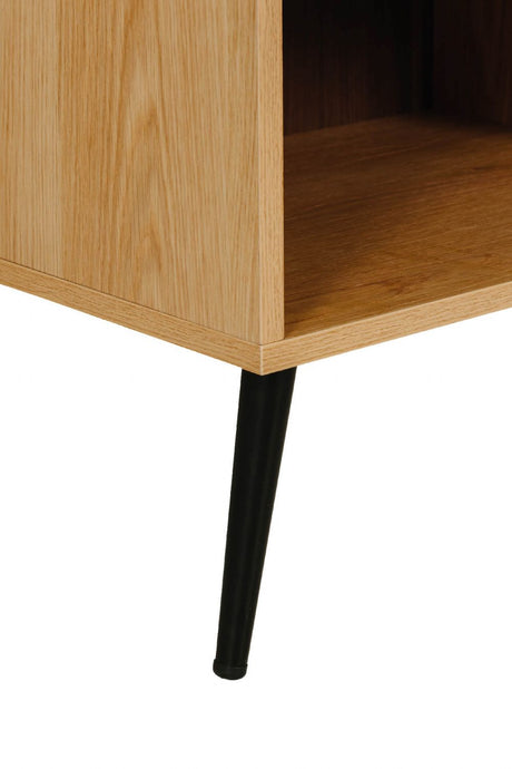 Natural Oak TV Media Entertainment Unit Metal Legs
