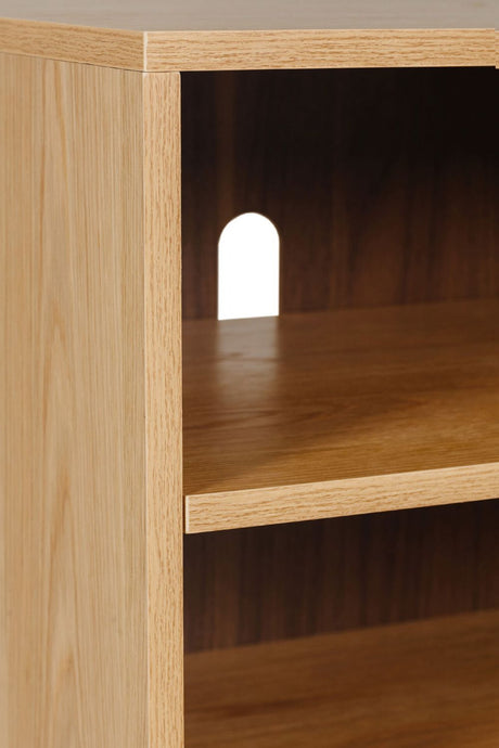 Natural Oak TV Media Entertainment Unit Metal Legs