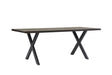 Smoked Oak Large Dining Table Cross Metal Legs 180cm