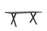 Smoked Oak Large Dining Table Cross Metal Legs 180cm