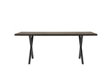 Smoked Oak Large Dining Table Cross Metal Legs 180cm