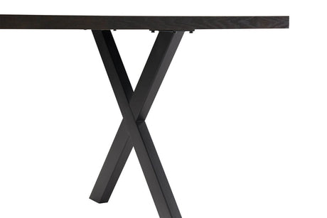 Smoked Oak Large Dining Table Cross Metal Legs 180cm