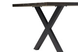 Smoked Oak Large Dining Table Cross Metal Legs 180cm