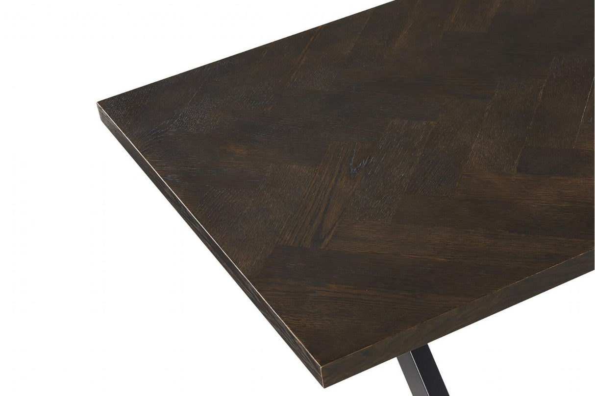 Smoked Oak Large Dining Table Cross Metal Legs 180cm