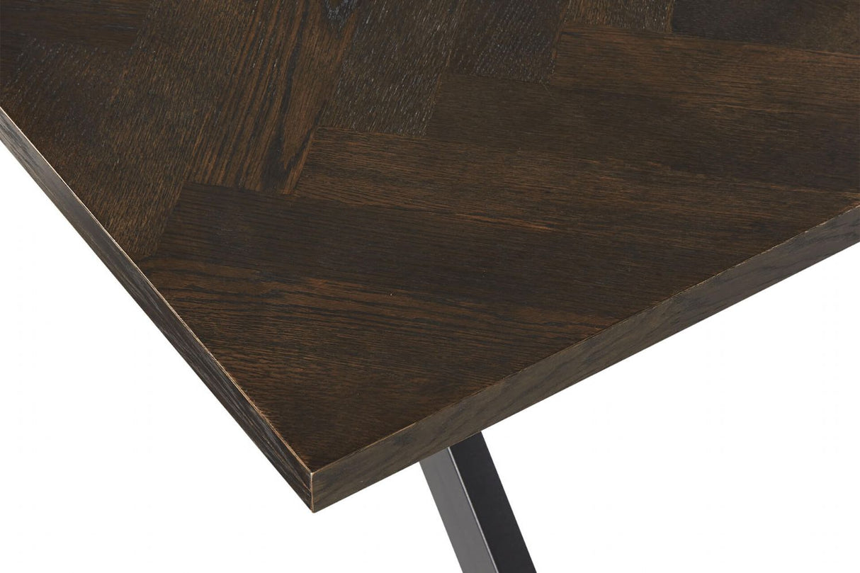 Smoked Oak Large Dining Table Cross Metal Legs 180cm