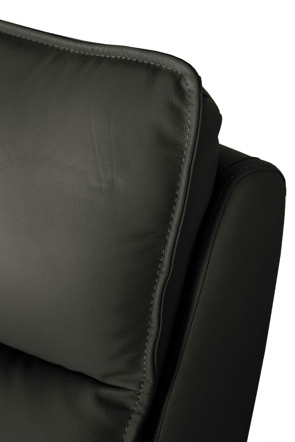 Dark Grey Leather 3 Seater Standard Back Sofa