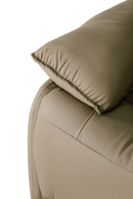 Latte Leather 3 Seater Standard Back Sofa